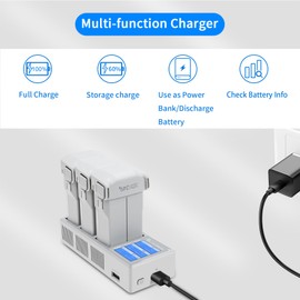 LYONGTECH LYONGTECH Multifunction LCD Charger with Storage Charge,Discharge for DJI Mini 4 Pro,Mini 3/3 Pro Battery,Charging Three Batteries,Two-Way Hub Accessories