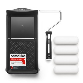 Remolika 6-Piece 4” Mini Foam Paint Roller Kit - Made in Italy, High-Density Foam Paint Roller Covers, Roller Frame, and Paint Tray, for Professional, Smooth Finish
