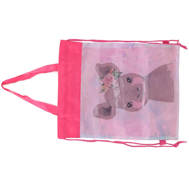Backpack Bag WearResistant Large Capacity Rhinestones Painting with Drawstring Home