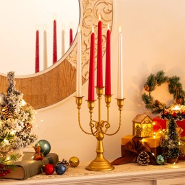 Sziqiqi Candelabra Candle Holder Gold Set of 2-5-stem Metal Candlestick Holders for Taper Candles for Centerpieces Table Wedding Birthday Fireplace Christmas Decor