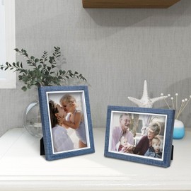 Shampsen Photo Frames 5x7 Navy Blue Photo Frames Set of 2 for Wall and Tabletop Home Decor Gift for Birthday, Anniversary, Mother's Day