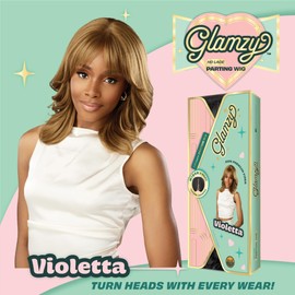 Sensationnel Glamzy Lace Part Wigs - Violetta Glueless Hand Tied Wider V Parting Synthetic Hair (BALAYAGEHAZELNUT)