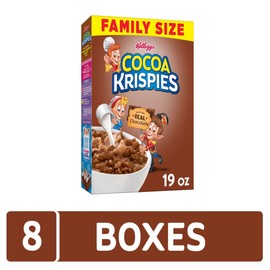 Kellogg's Cocoa Krispies Breakfast Cereal, Kids Snacks, Family Breakfast, Family Size, Chocolatey Flavor (8 Boxes)