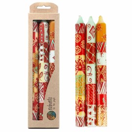 Nobunto Hand Painted Candles in Owoduni Design (Three tapers)