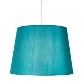 Traditionally Designed Medium 10" Lamp Shade in Teal Faux Silk Fabric | 60w Max | 25cm Bottom Diameter by Happy Homewares