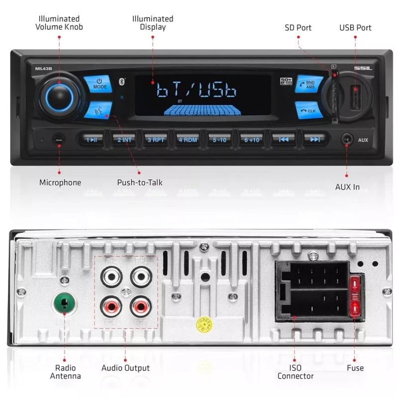 SSL ML43B, DOES NOT PLAY CD Car Stereo Bluetooth/MP3/