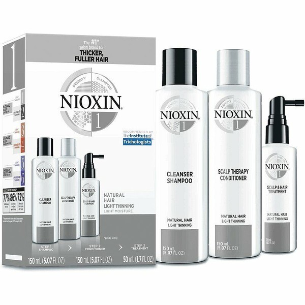 Nioxin System 1 Trial Kit Cleanser and Scalp Therapy 5.07 oz and Scalp Treatment