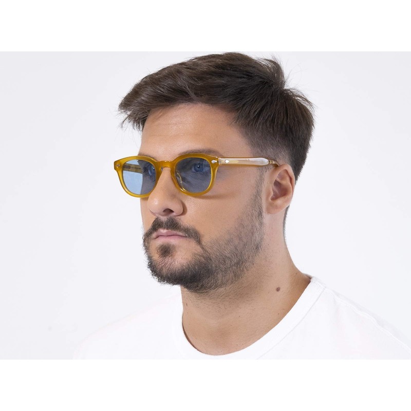 X-LAB XLAB Unisex Moscot Style Sunglasses 8004, Yellow/Sky Blue