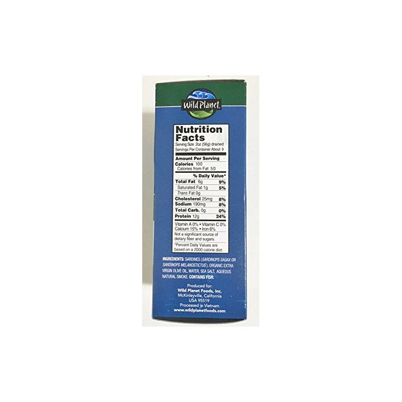 Wild Planet Wild Pacific Sardines in Extra Virgin Olive Oil,