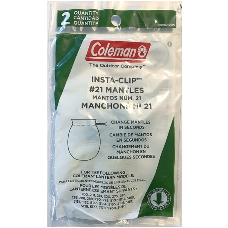 Coleman Insta-Clip Lantern Mantles, 2-Pack of #21 Wire-Twist Mantles for
