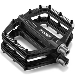 LYCAON Bicycle Pedals - Road Bike/Mountain Bike MTB Pedals, CNC Aluminium Alloy Non-Slip CR-MO Spindle Bicycle Pedal for 9/16 Inch BMX Bicycle Mountain Road Bike, Non-Slip Flat Pedals (Black)