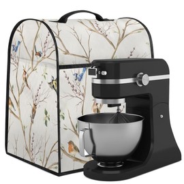 Kitchen Mixer Cover, Retro Bird Print Stand Mixer Blender Coffee Dust Cover with Zipper Pocket for 6-8 Quarts Bowl Lift, Kitchen Appliance Cover with Top Handle
