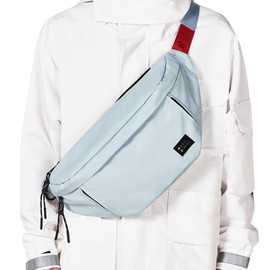 Riñoneras unisex para mujeres y hombres, con conector para auriculares y correa ajustable con cremallera, riñonera negra para exteriores y gimnasio (riñonera), Azul claro (con 5 bolsillos con cremallera), Large