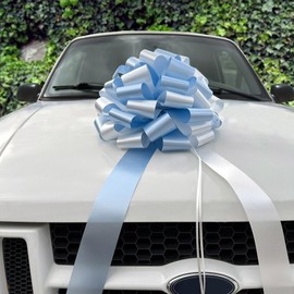 Large Memorial Day Car Bow - 16" Wide, Fully Assembled, Patriotic, Red, White, Blue, Front Door Decor, USA, Election, Rally, Voting Booth, 4th of July, Fundraiser, Christmas, President's Day