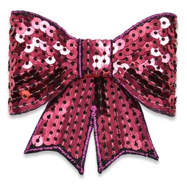 Expo International Bow Dimensional Iron-on Sequin Patches/Appliques, Fuchsia