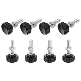 QUARKZMAN 8 Sets Gerändelte Knöpfe Rändelschraube Schrauben mit Muttern Unterlegscheiben metrisch M6 x 50mm Gewindelänge 25mm verzinkter Kohlenstoffstahl Stift Handknöpfe Griffe