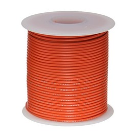 Remington Industries 16UL1007STRORA25 16 AWG Gauge Stranded Hook Up Wire, 25 feet Length, Orange, 0.0508" Diameter, UL1007, 300 Volts