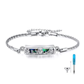 ONEFINITY Owl Urn Bracelet for Ashes 925 Sterling Silver Sister Owl Cremation Jewelry for Ashes Keepsake Pendant Locket Bracelet for Women Mom