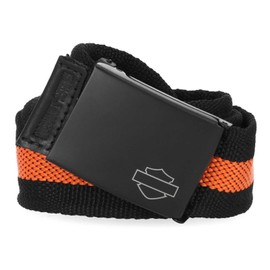 Harley-Davidson Men's Tactical Gun Metal Bar & Shield Nylon Belt w/Orange (M/L)