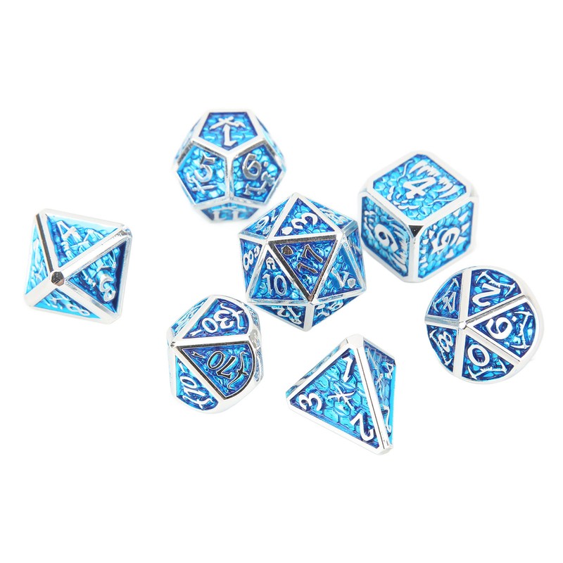 7pcs Polyhedral Dice Set Portable Exquisite Funny Metal Dice Table