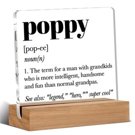Gifts for Grandpa Poppy, Poppy Definition Gift, Grandfather Gift Ideas, Grandfather Christmas Gifts, Desk Decor Acrylic Sign, 4 x 4 Inches