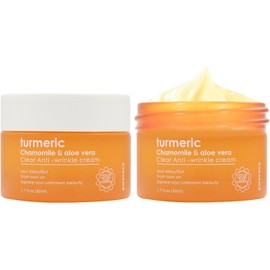Pack de 2 cremas faciales de cúrcuma y aloe vera, hidratante para piel seca y crema nutritiva de uso diario para una textura suave, 1.7oz*2