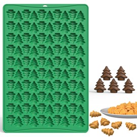 Crethinkaty Mini Christmas Moulds, Silicone Christmas Tree Mould, 100 Cavity Christmas Tree Shape Silicone Moulds, Mini Gummy Mould for Baking, Cookies, Pudding, Jelly, Dog Biscuit
