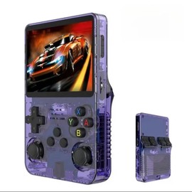 R36s Handheld Game Console, 3.5 Inch IPS Screen,  3000mAh Battery, Built-in 12000+ Classic Games for Adults - Color: Purple