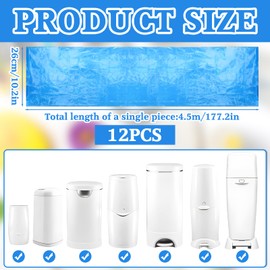 ZPQAODI 12 Stück Windeleimer Nachfüllkassetten, Nachfüllfolie Windeleimer,Duftend,Hervorragende Abdichtung,Windeleimer Nachfüllbeutel kompatibel mit Tommee Tippee Sangenic Tec Simplee Sangenic Twist