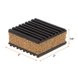 HARFINGTON 4pcs Rubber Anti Vibration Pads 2" x 2" x 7/8" Isolation Vibration Absorbing Pad Damping Mat Anti-Skid Noise with Cork Center for Air Compressor Conditioner Treadmill Washer