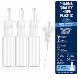 JULLY! Set de 3 botellas recargables de 20ml – Botella de espray nasal de niebla suave con acción de bomba fácil – Espray nasal vacío duradero y apto 