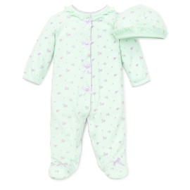 Little Me Baby Clothes & Outfits - Girls One Piece Hat & Footed Sleeper Pajamas - 6 Months, Petite Rose