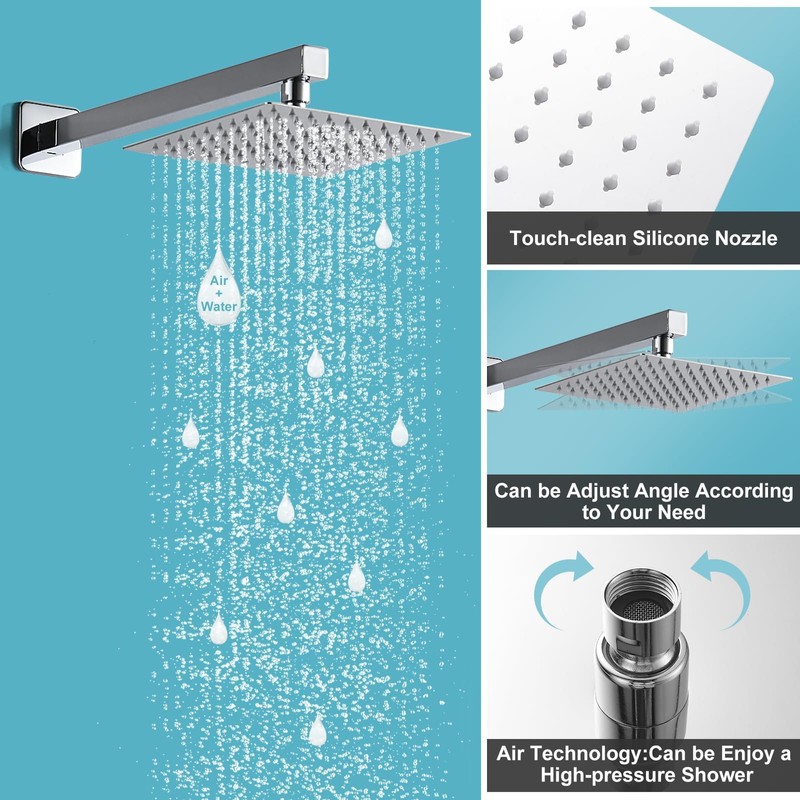 RTOBWEYE 10 Inch Shower Faucet Set, Wall-Mounted Rainfall Shower System