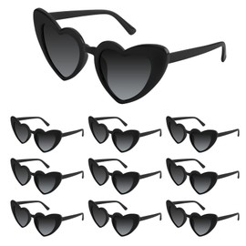 Bouiexye 10 Pack Black Heart Sunglasses Bachelorette Vintage Heart Shaped Glasses for Wedding Bridesmaid Party Favor Accessories