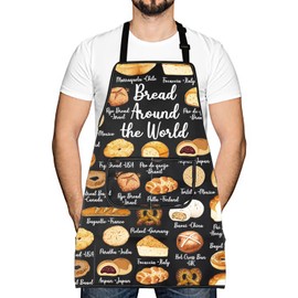 Donut Pretzel Sourdough Rolls Lovers Gifts Bread Around the World Apron Pastry Chef Gift Bread Theme Apron (Bread Around the World)