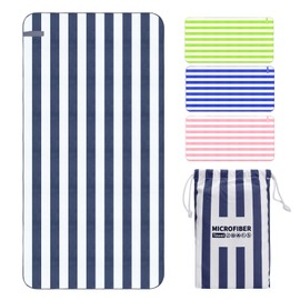 Runmeihe Beach Towel, 63"x32" Double Sided Microfiber Beach Towel for Adult, Lightweight Extra Large Quick Drying Towel for Swimming Sports Beach Gym