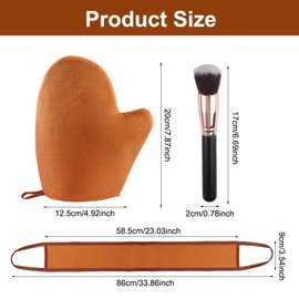 Selbstbräuner Handschuh Set, 3 in 1 Selbstbräuner Rücken Applikator Bräunungshandschuh für Selbstbräuner, für Anwendung,Hautpflege(InklHandschuhe,Schrubbertuch,AuftrageBürste, Braun)
