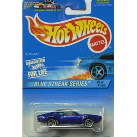 Hot Wheels Mattel 1997 Blue Streak Series 1:64 Scale Blue Olds 442 Die Cast Car 1/4