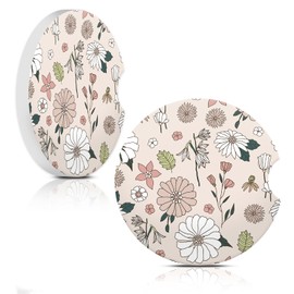 Cute Pink Boots Absorbent Car Cup Coasters,Cup Holders,Cork Base Drink Coasters with Finger Notch for Easy Move of Car Cup Holder for Women Men 2.6"(2 Pieces)