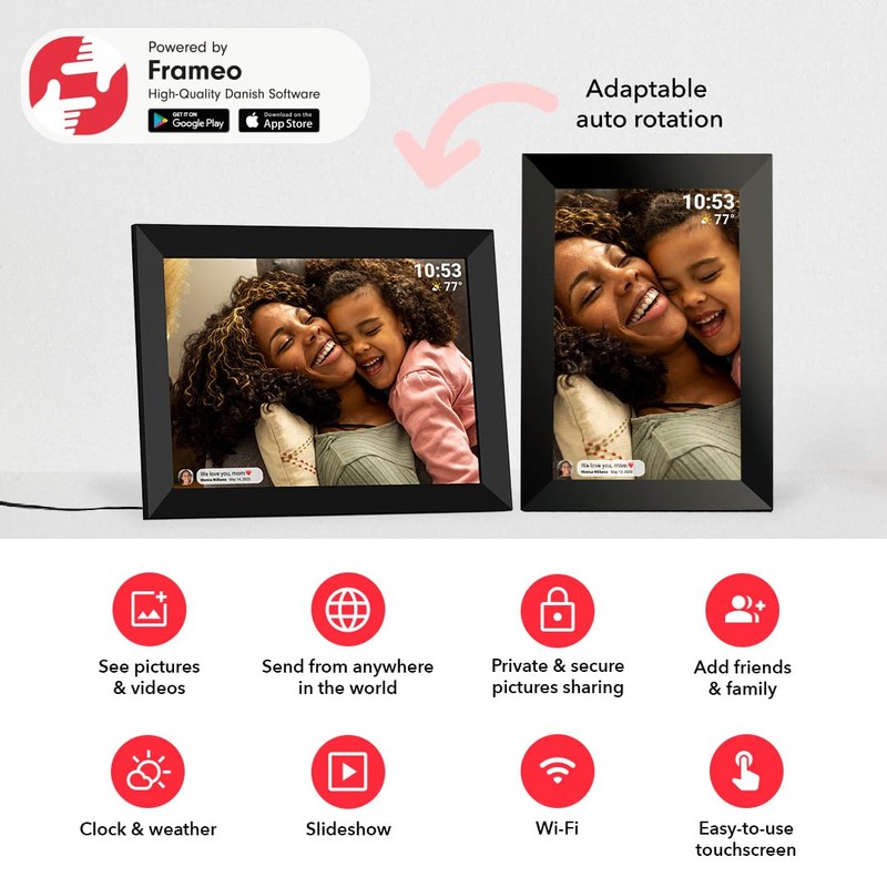 Frameo 10.1 Inch WiFi Digital Picture Frame with 32GB Storage,1280