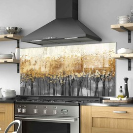 Tempered Glass Kitchen Backsplash, Stove Back Cover, Stove Splashback, Cutting Board, Kitchen Decor Tile, Home Wall Decor (39x20’’)