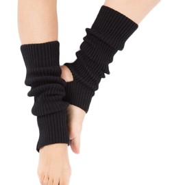 AVILMORE Yoga Leg Warmers Women's Socks Cold Weather Protection Ladies Yoga Socks Pilates, Black, Free size