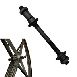 1PCS Bike Axle,190mm Bicycle Multiple Speed Rear Hub Axle, 3/8 Inch Silver 26TPI Hub Taper Lock Nut Washer Kit, M10 Black 26TPI Wheel Cone Lock Nut Kit