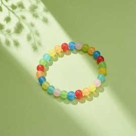 Hemasa Jade Acrylic Round Beads Stretch Bracelet for Girls/Woman