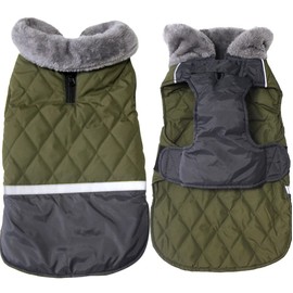 JoyDaog Fleece Collar Reversible Dog Coats for Small Dogs Waterproof Warm Puppy Jacket for Cold Winter,Green S