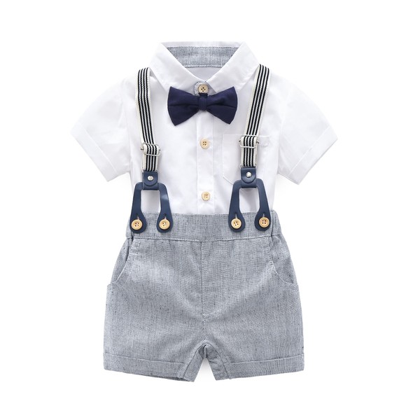 Boarnseorl Baby Boys Gentleman Outfits Shorts Sets,Infant Shirt + Shorts