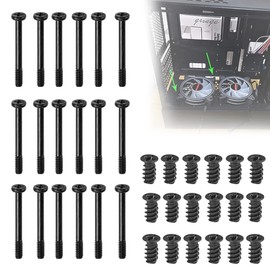 PERFETSELL 80 PCS Computer Case Fan Screws Kit, M5x8mm PC Case Fan Screws, Radiator Screws PC Fan Screws, Carbon Steel Chassis Fan Screws, Cooling Cooler Fan Mount Screws for Case Fan Mounting, Black