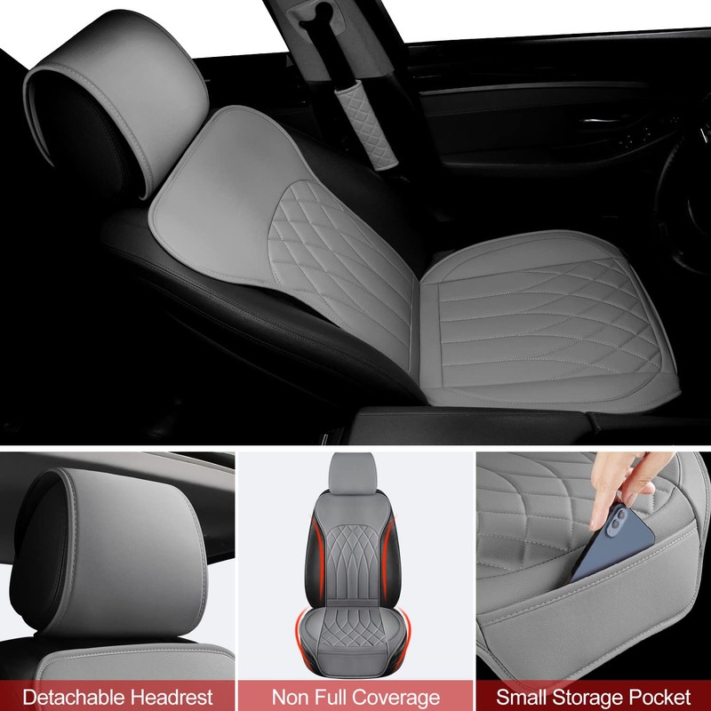 BEITK 2 Pack Leather Front Car Seat Covers, Universal Sideless