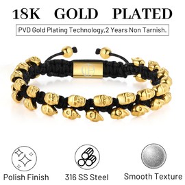 WP WEPICK Gold Bracelets for Men 18K Gold Plated Franco Link Chain Stainless Steel Bracelet Adjustable Bracelet Men Non Tarnish Mens Jewelry Birthday Gift Old Gold