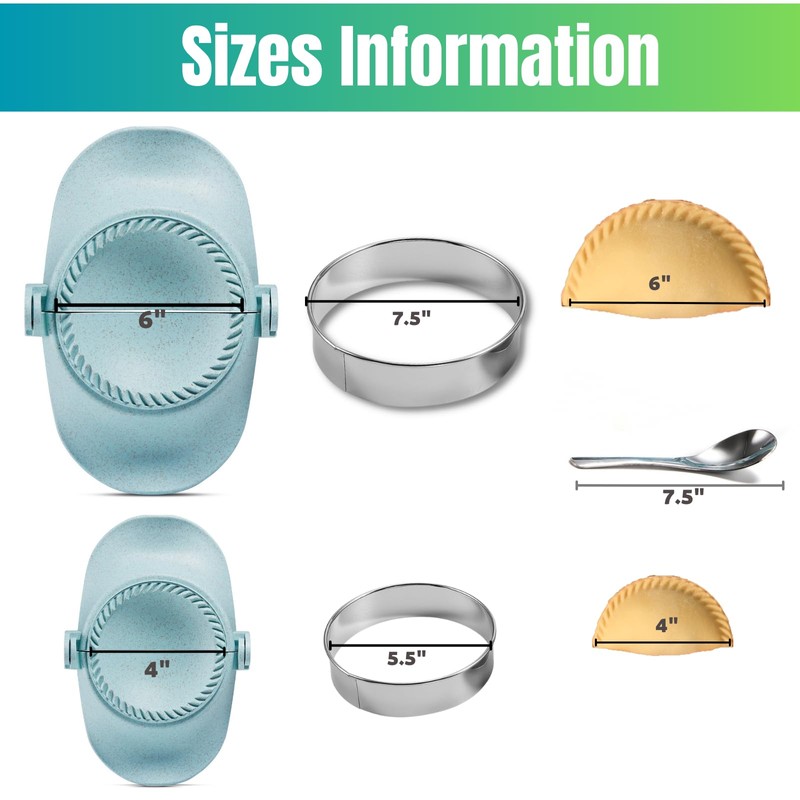 MUMSUNG Empanada Maker Press, 2size (6"+4") Professional Dumpling Maker Mold